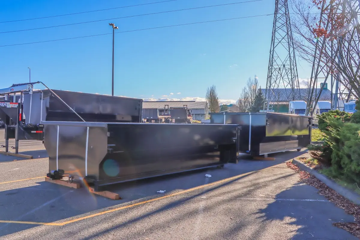 Roll-off dumpster ready for waste disposal at job site for 20 Yard Dumpster Rental in Edwards